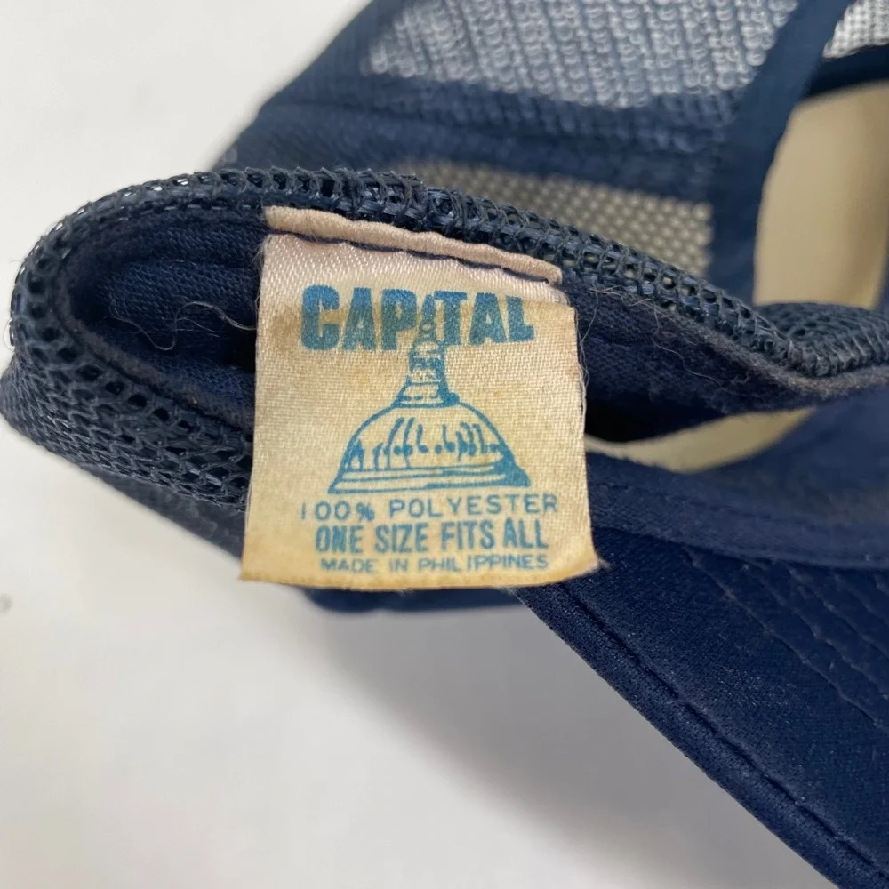 Vintage West Virginia‎ Mountaineers Capital Trucker Hat Navy Blue Snapback Cap